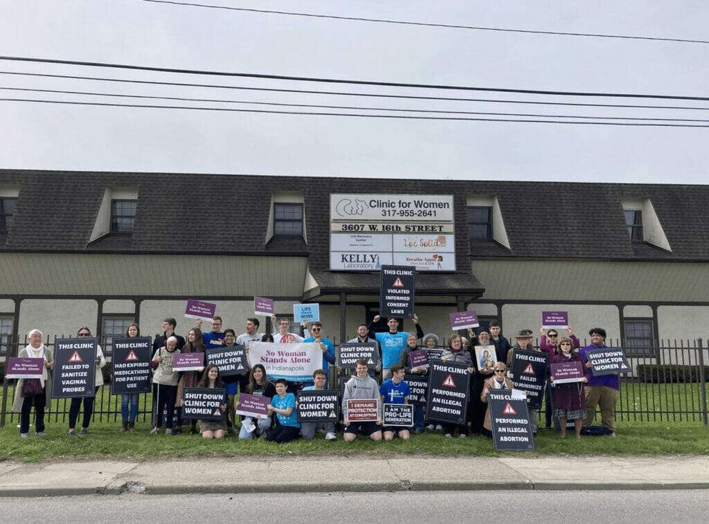 Protestors outside of Clinic for Women Indianapolis