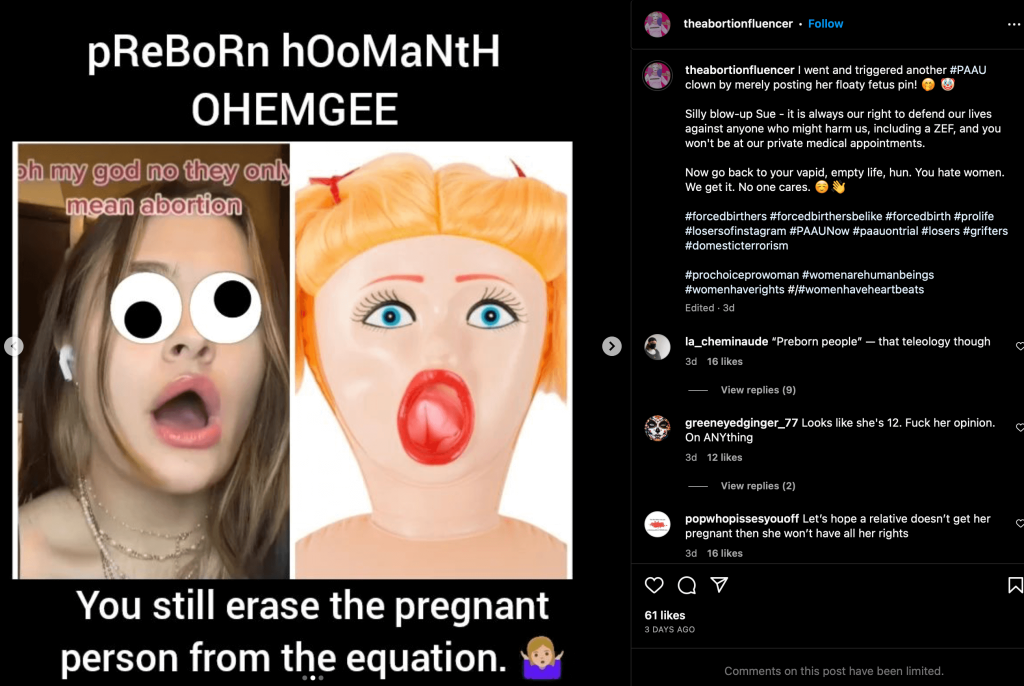 Luckett made a post comparing a minor to a sex doll